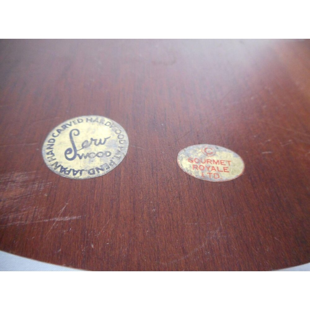 Fred Press Mid Century Modern Wood & Tile Trivet Fruit Design hand carved - Picture 4 of 5